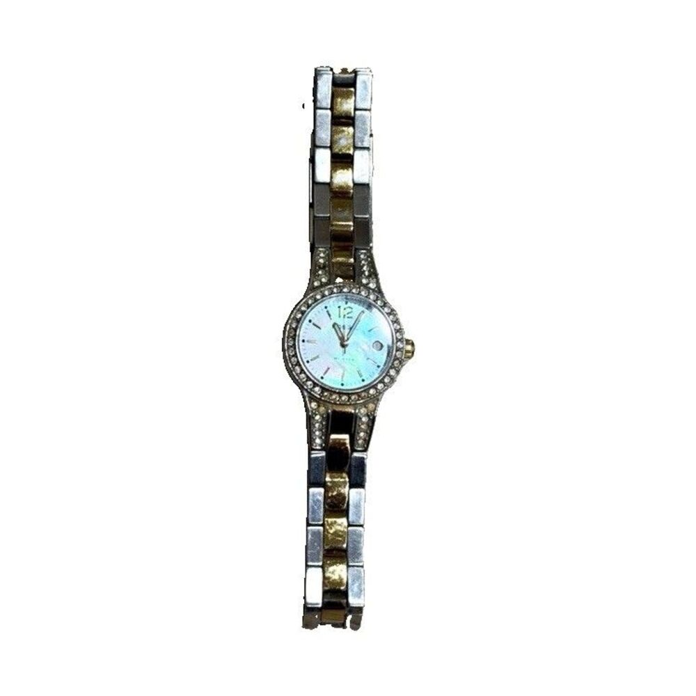 Fossil Women’s Two-Tone Bracelet Watch White Dial Quartz Date 100m 10 ATM